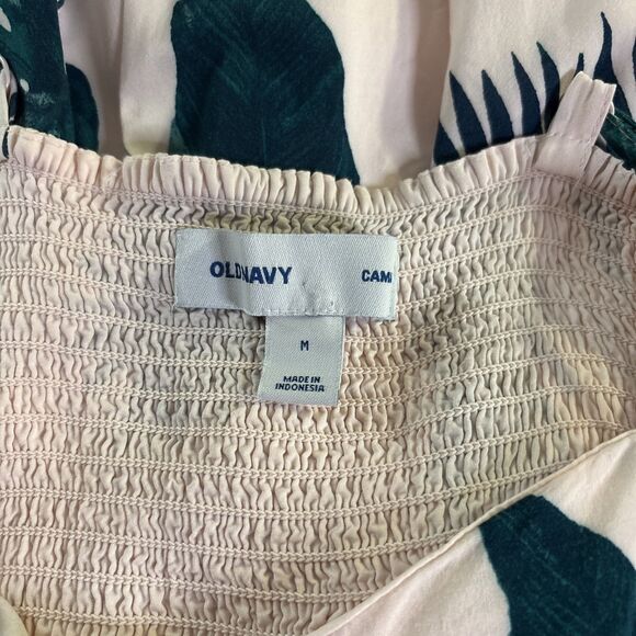 Old Navy tropical leaf pink spaghetti strap sundress size M - Picture 3 of 10